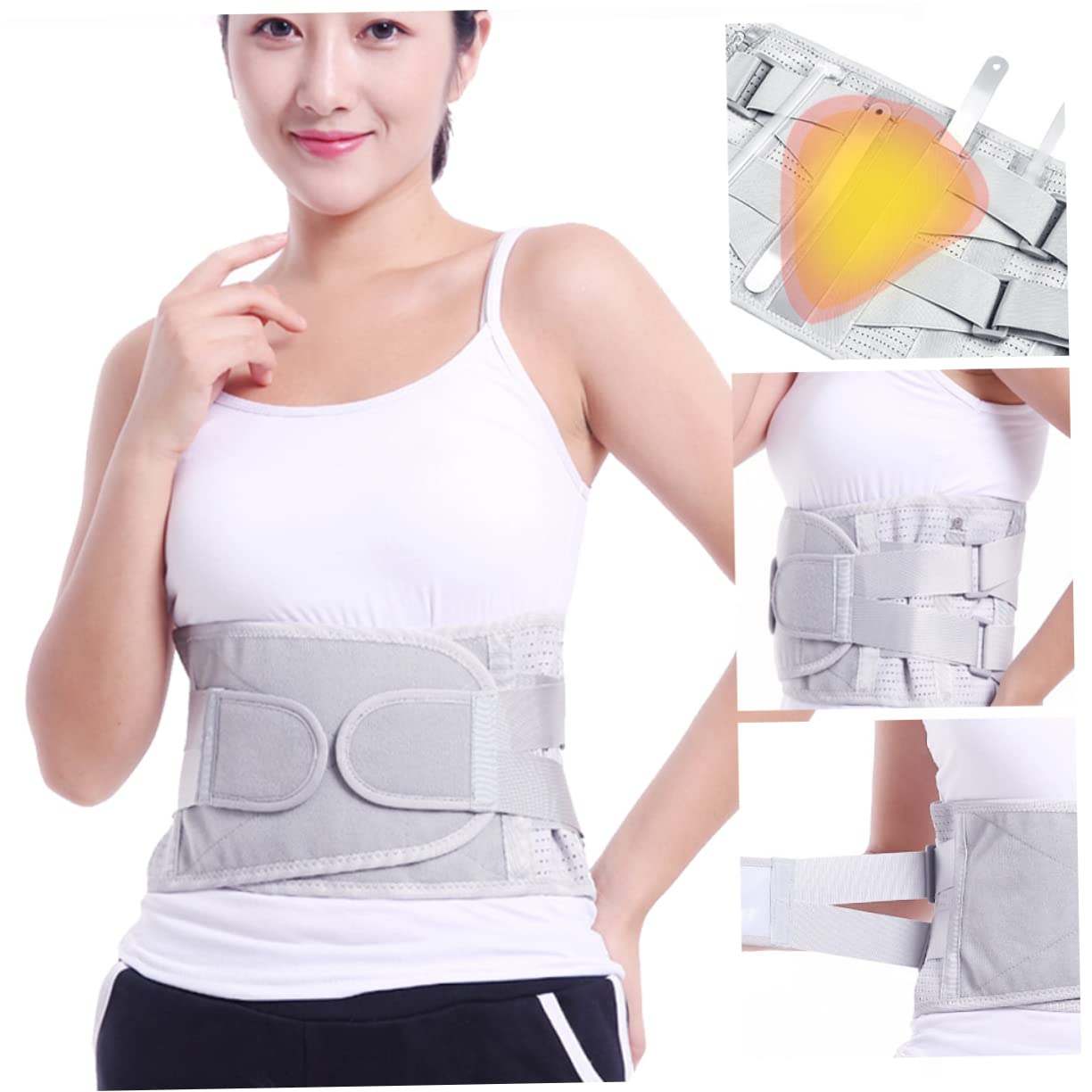 SAFIGLE Protective Waist Support Belt Breathable Gray Lumbar Support Brace for Back Therapy Posture and Reduces Spinal Pressure
