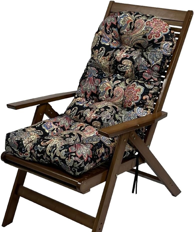 Indoor/Outdoor Rocking Chair Cushion Waterproof 43.3×19.7 in-All Weather Patio&High Back Chair Cushions with Ties,Thicken Outdoor Garden Furniture Chair Pads Replacement (Colorful)