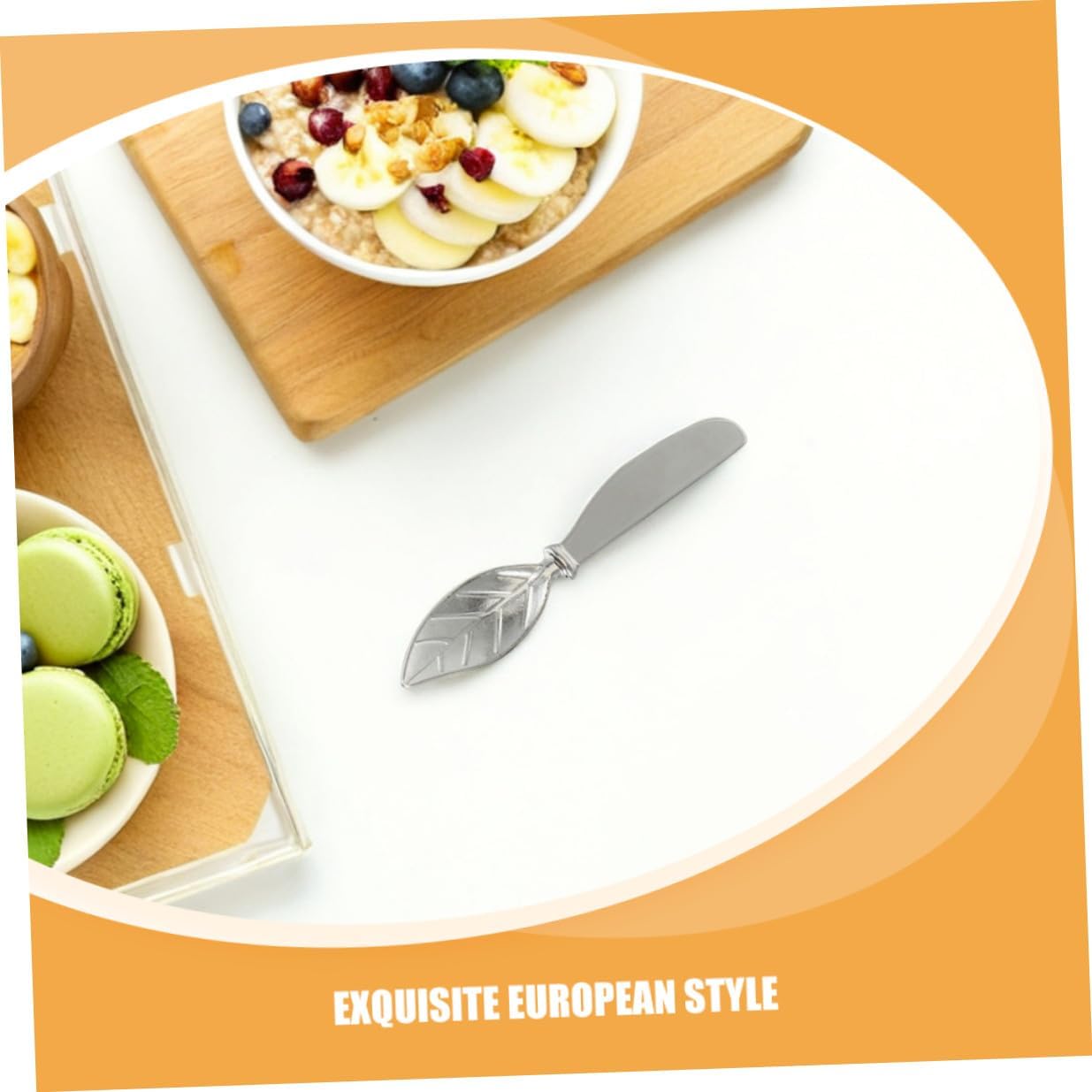 INOOMP Zinc Alloy Leaf Butter Spreader Knives, Silver Set 4pcs