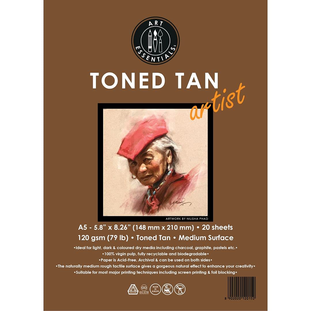Art Essentials Toned Sketch Paper - 20 Sheets A4 -8 Art Essentials Toned Sketch Paper - 20 Sheets A4 -8