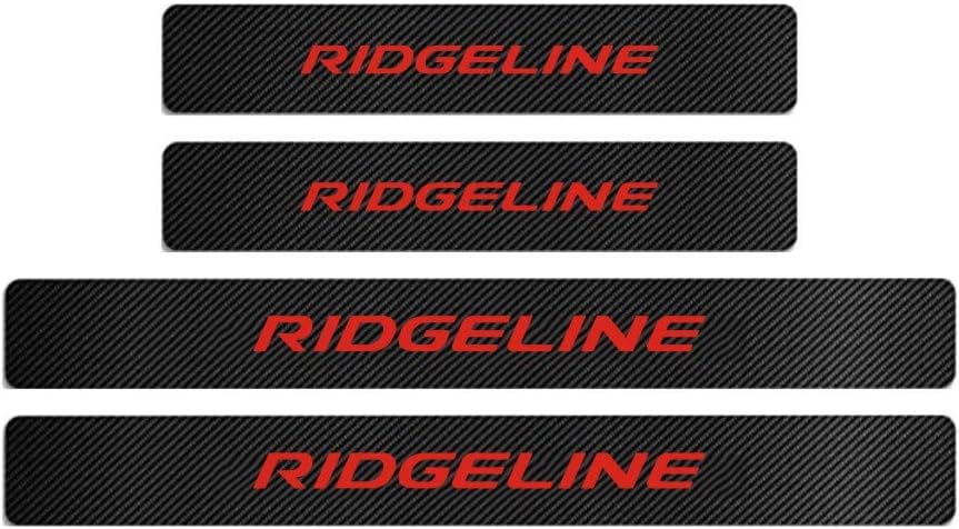 MAXMILO 4Pcs for Honda Ridgeline Door Sill Protector Reflective 4D Carbon Fiber Leather Sticker Decoration Door Entry Guard Door Sill Scuff Plate Stickers Auto Accessories for Honda Ridgeline (Red)