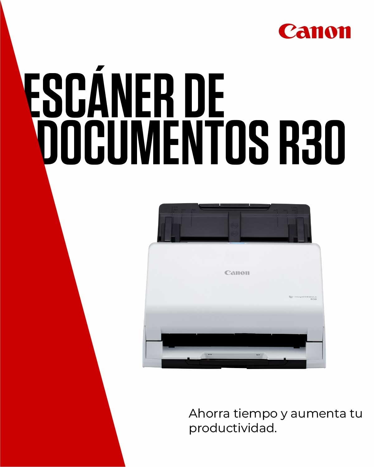 Canon imageFORMULA R30 Escáner de Documentos | Escaneo a Doble Cara con USB en hogar y Oficina | Alimentador de 60 Hojas | Configuración fácil con el Software Canon CaptureOnTouch Lite | Soporta OCR