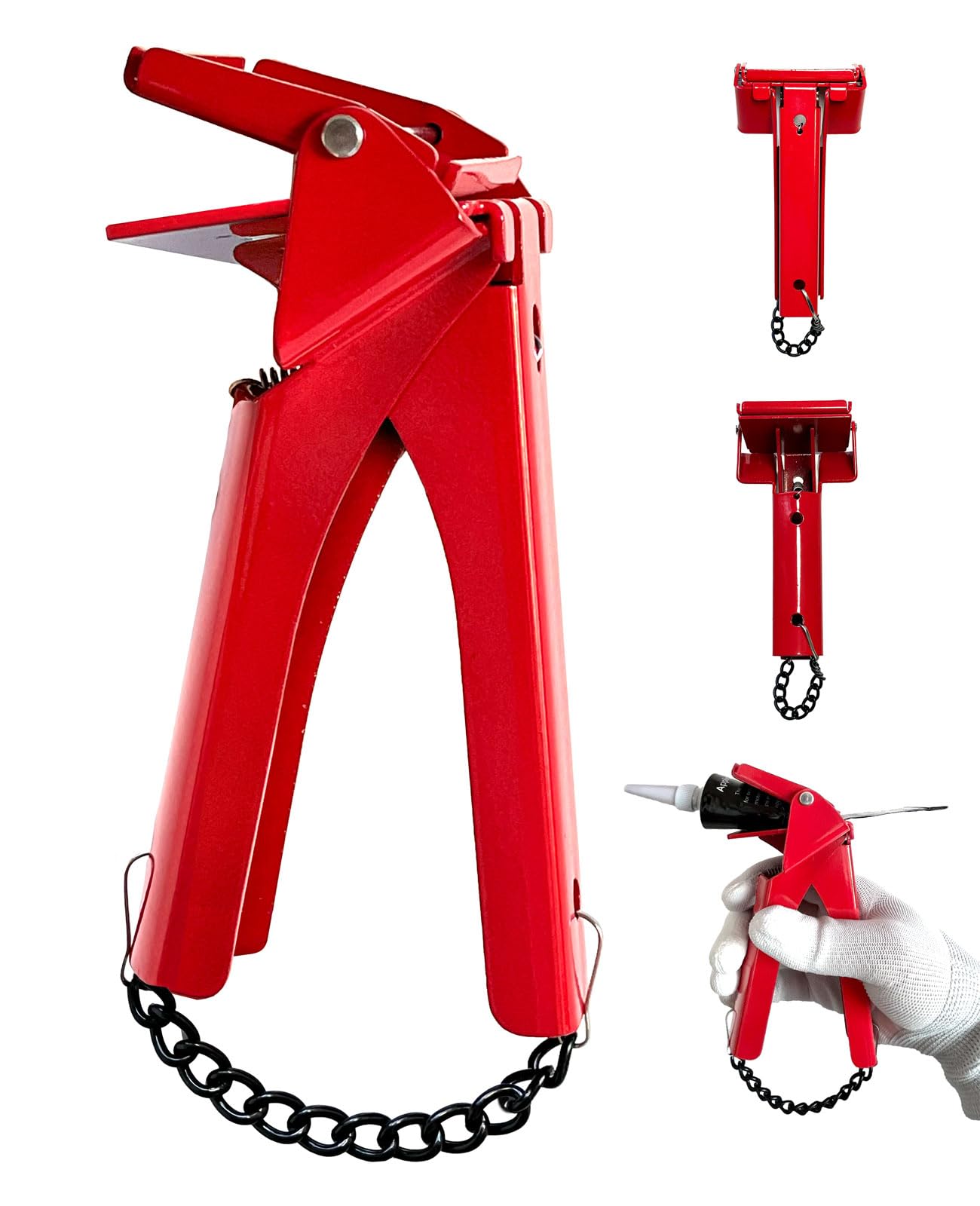 Hand Tools, Automotive Repair Assistant, Tube Squeezer Tool for RTV Silicone Sealant Tubes, 2.5" Wide RTV Silicone Gasket Maker Helper - Efficient and Easy Control Extrusion Tool, Reduce Waste - Red