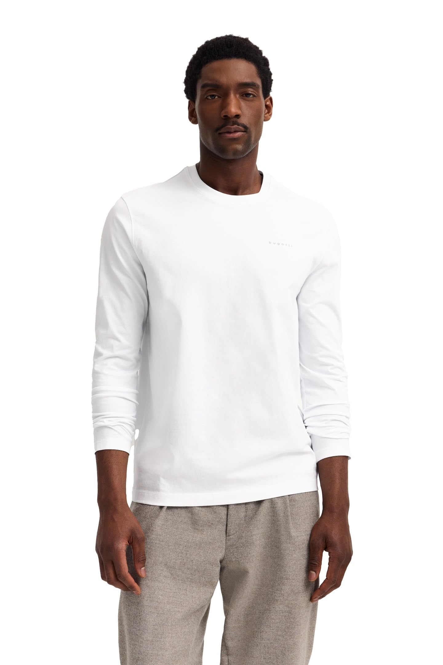 bugatti Herren Langarmshirt 8330-85044D Modern Fit, Rundhalsausschnitt, Baumwolle, bequemes Sweatshirt