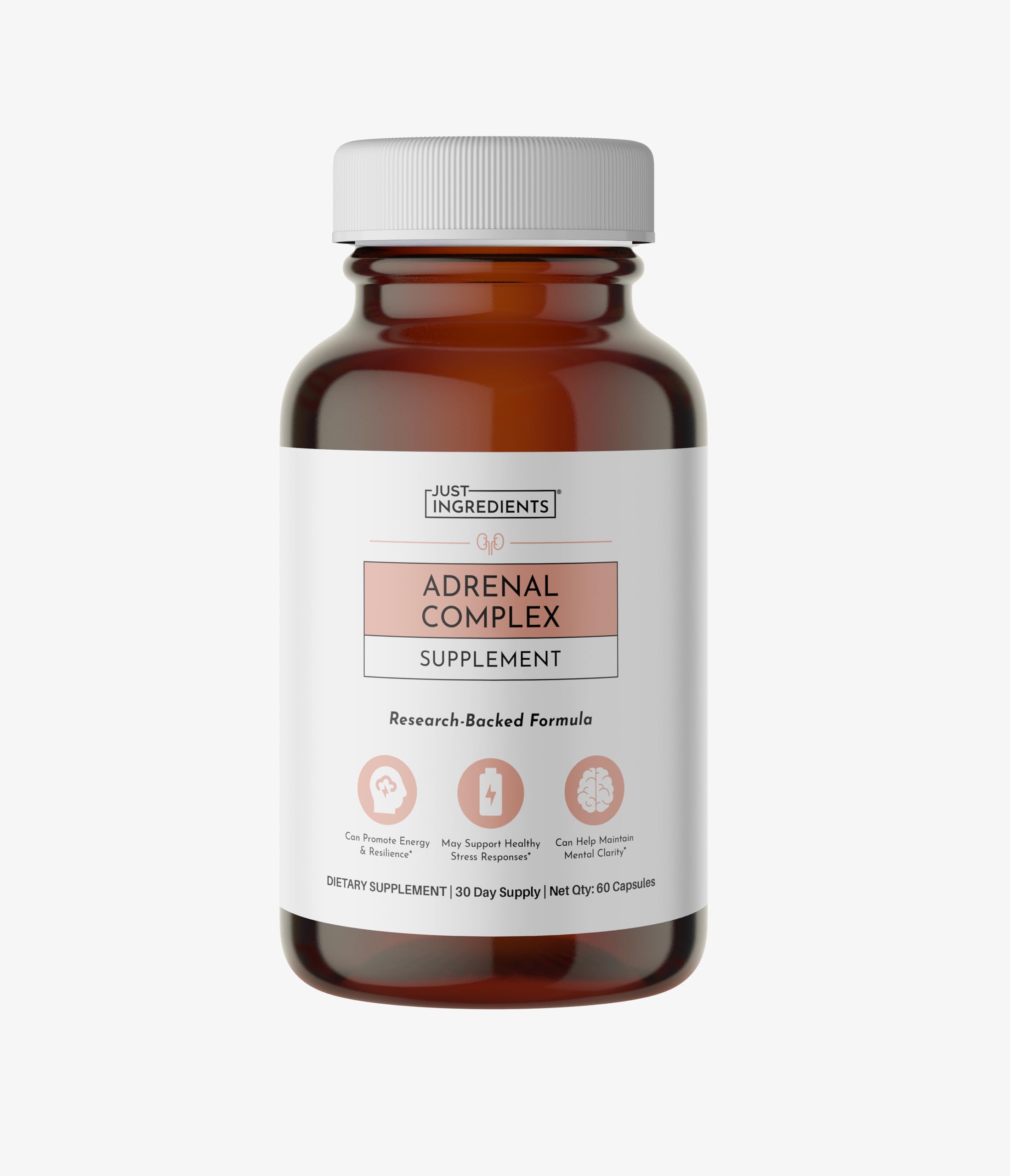 JUST INGREDIENTS Adrenal Support Complex - Ashwagandha Blend - 60 Capsules