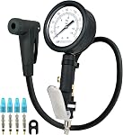 CycloSpirit Universal Bicycle Tire Inflator Gauge with Auto-Select Valve Type - Presta and Schrader Air Compressor Tool (Dial 3" Oversized)