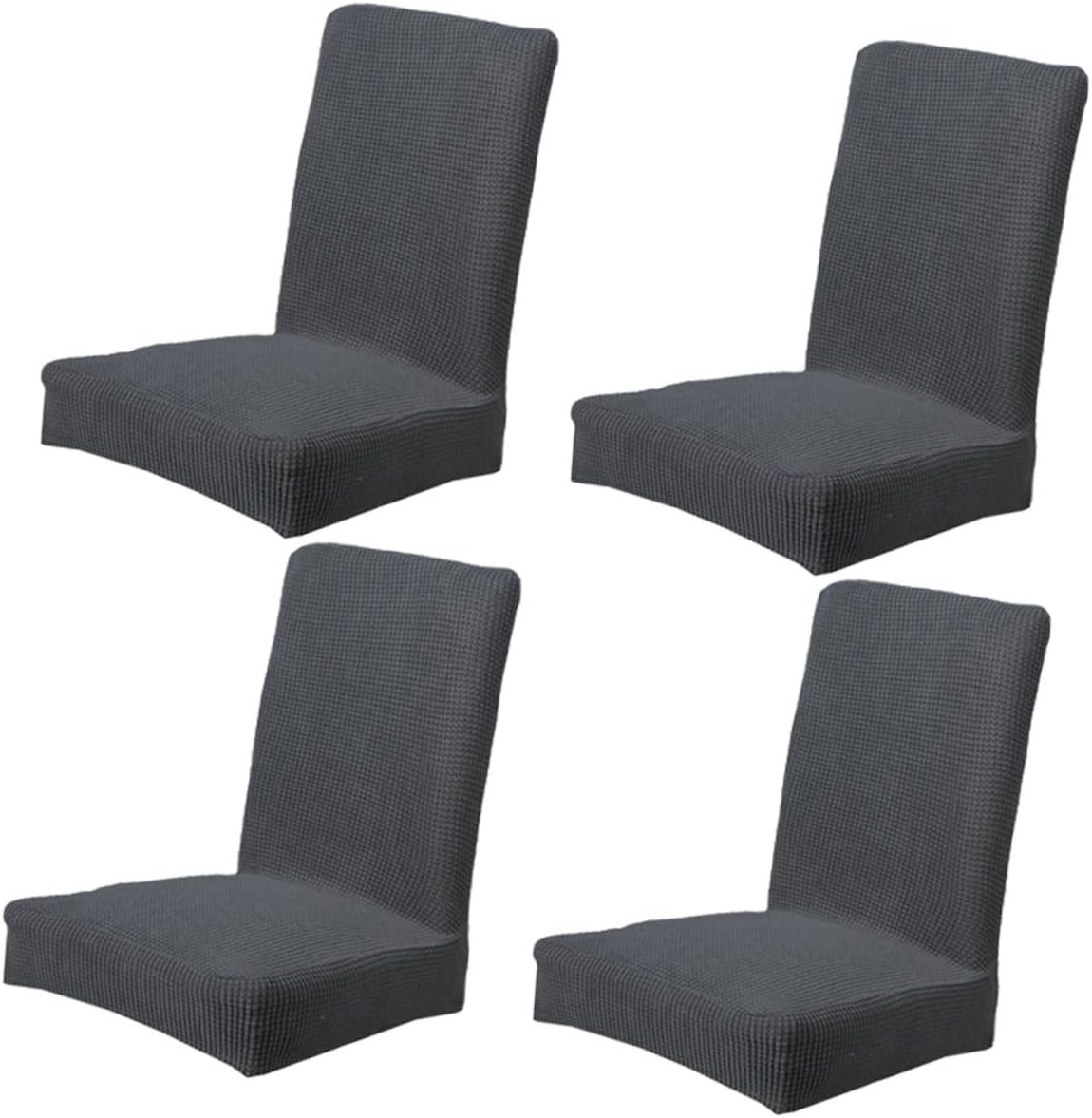 4pcs Stretchy Dining Chair Covers, Elastic Polyester Chair Protectors, Universal Fit Removable Seat Slipcovers for Home Office Dining Room, Grey