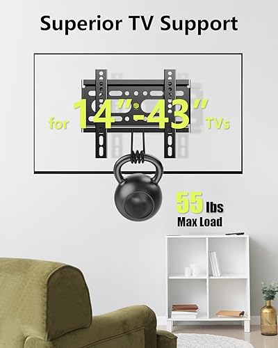 Miniatura 2 de Nuyoah Soporte de pared para TV de perfil bajo fijo para televisores de pantalla plana de 14 a 43 pulgadas y monitores de hasta 55 libras, soporte