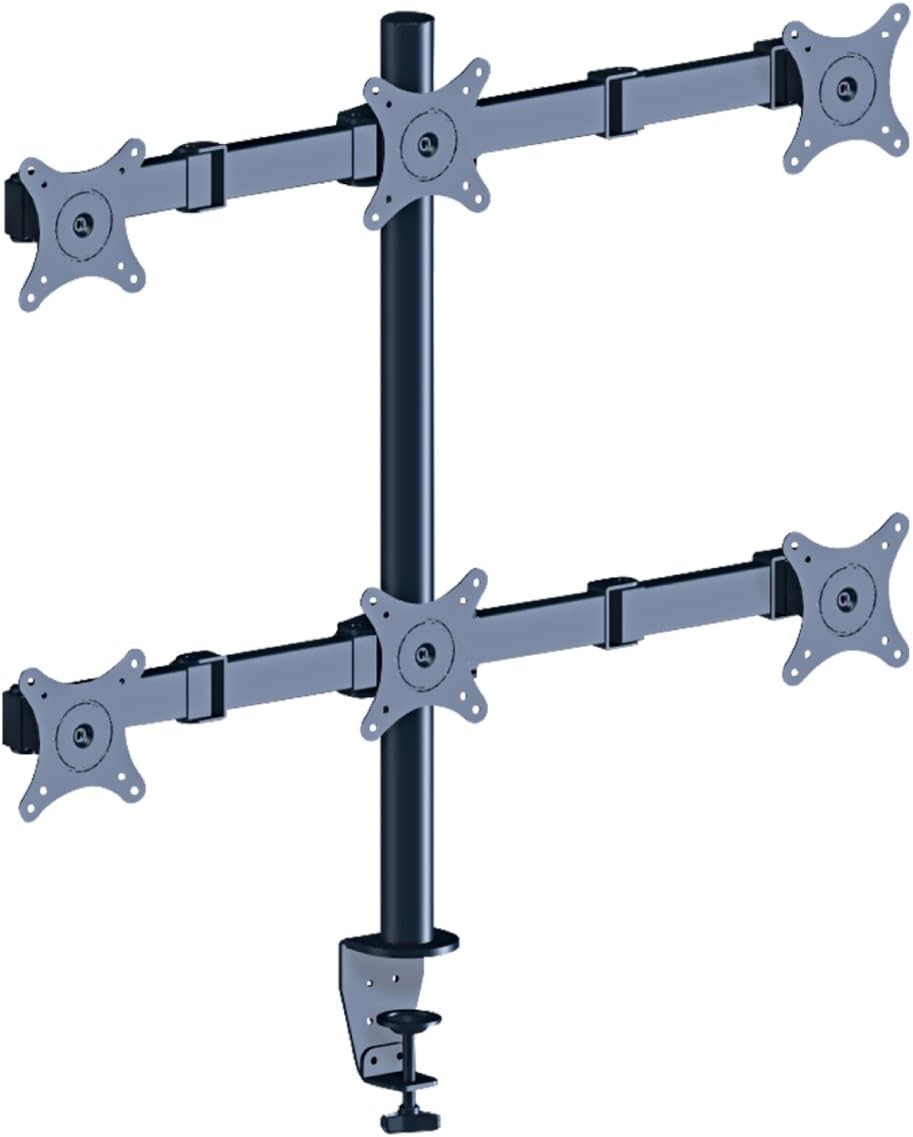 6 Monitor Desk Mount Stand Table Bracket Clamp 17" - 27" Six Display Monitor LCD TV LED
