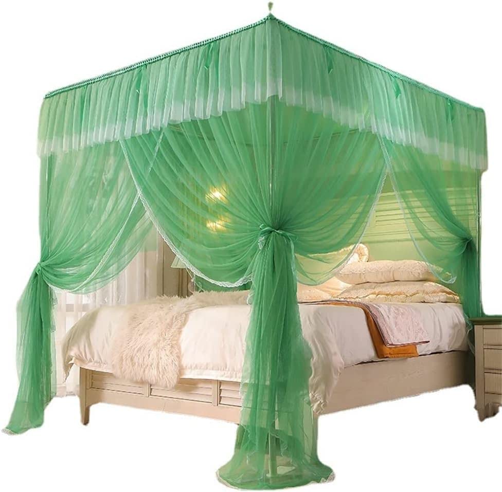Dosel de 4 postes en las esquinas para dormitorio de princesa acogedor y elegante