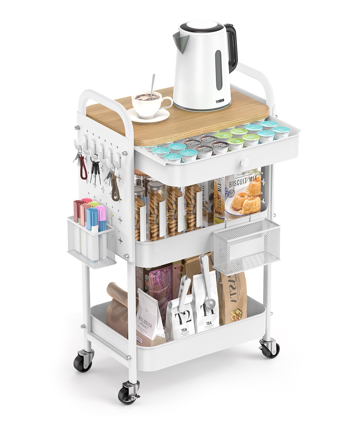 ALVOROG 3 Tier Metal Rolling Cart