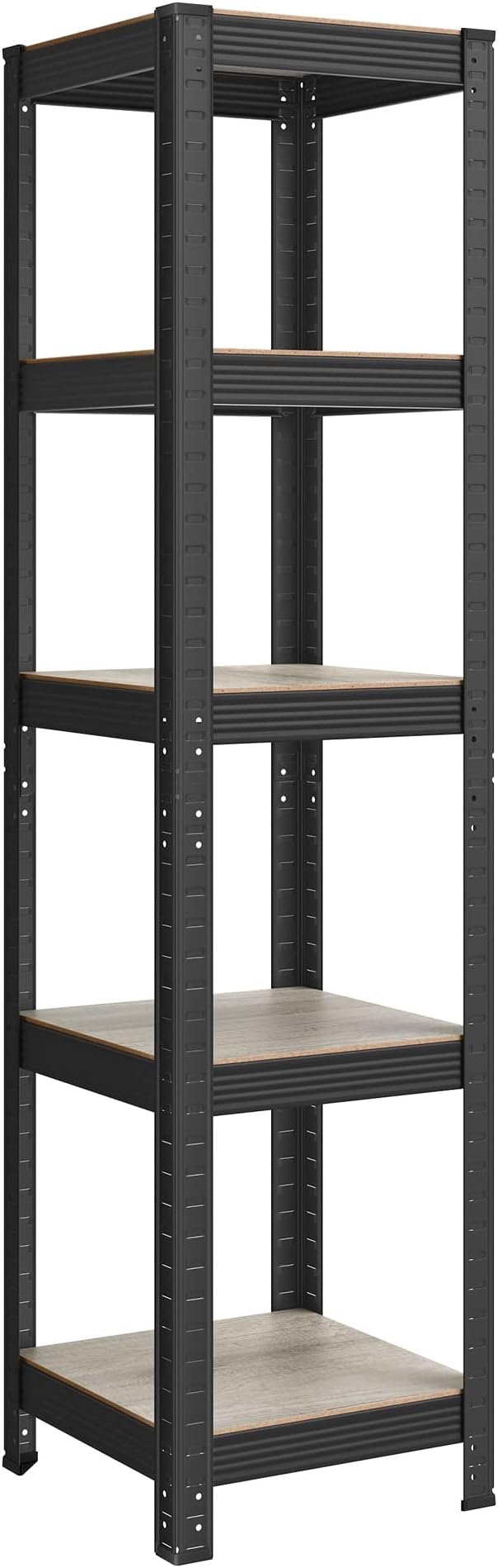 Songmics GLR037B11 Standing Shelf, Bookcase, Storage Shelf, 5 Shelves, Adjustable, 37 x 37 x 150 cm, Maximum Load 400 kg, for Kitchen, Living Room, Greige-Black