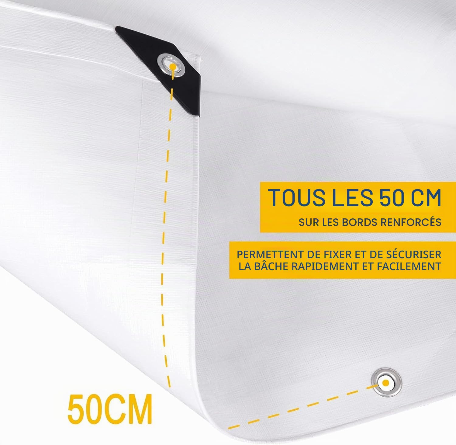 Laneetal Bâche Renforcée Anti-UV 180g/m² 4x5m Blanc