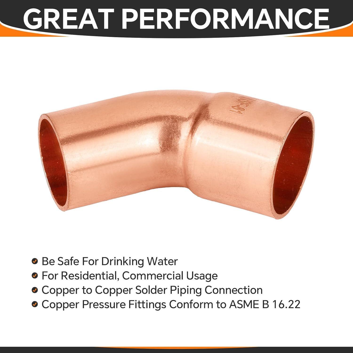 10-Pack HeSun Copper Fittings, 1/2-Inch 45-Degree Copper Street Elbow, C x FTG with Sweat Solder Connection