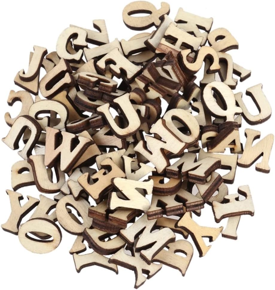 Homoyoyo 50pcs Wooden Letters with Holes Wooden Education