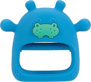 Nuby Silicone Hippo Teething Mitten for Babies 3+ Months - Wrist Teether Ring, Soft Grip, Soothing Relief