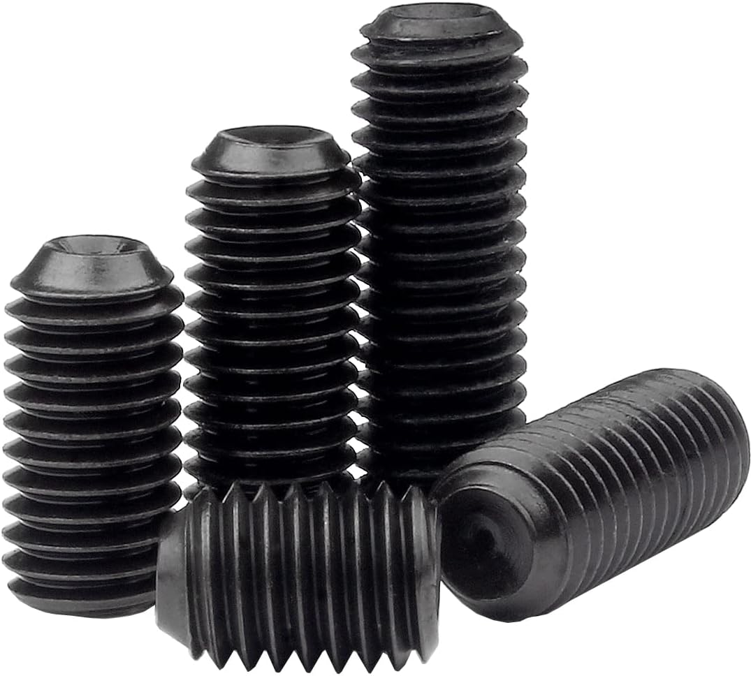 MonsterBolts - M2.5 x 10mm Cup Point Set Screws, DIN 916, Alloy Steel, Black Oxide, 50 Pack