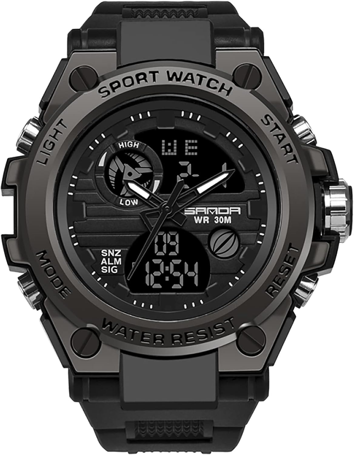 Gosasa Military Sports Watch for Men Outdoor Fashion Mens Watch Dual Display Multifunction Digital Watch Casual Wristwatch Date Waterproof