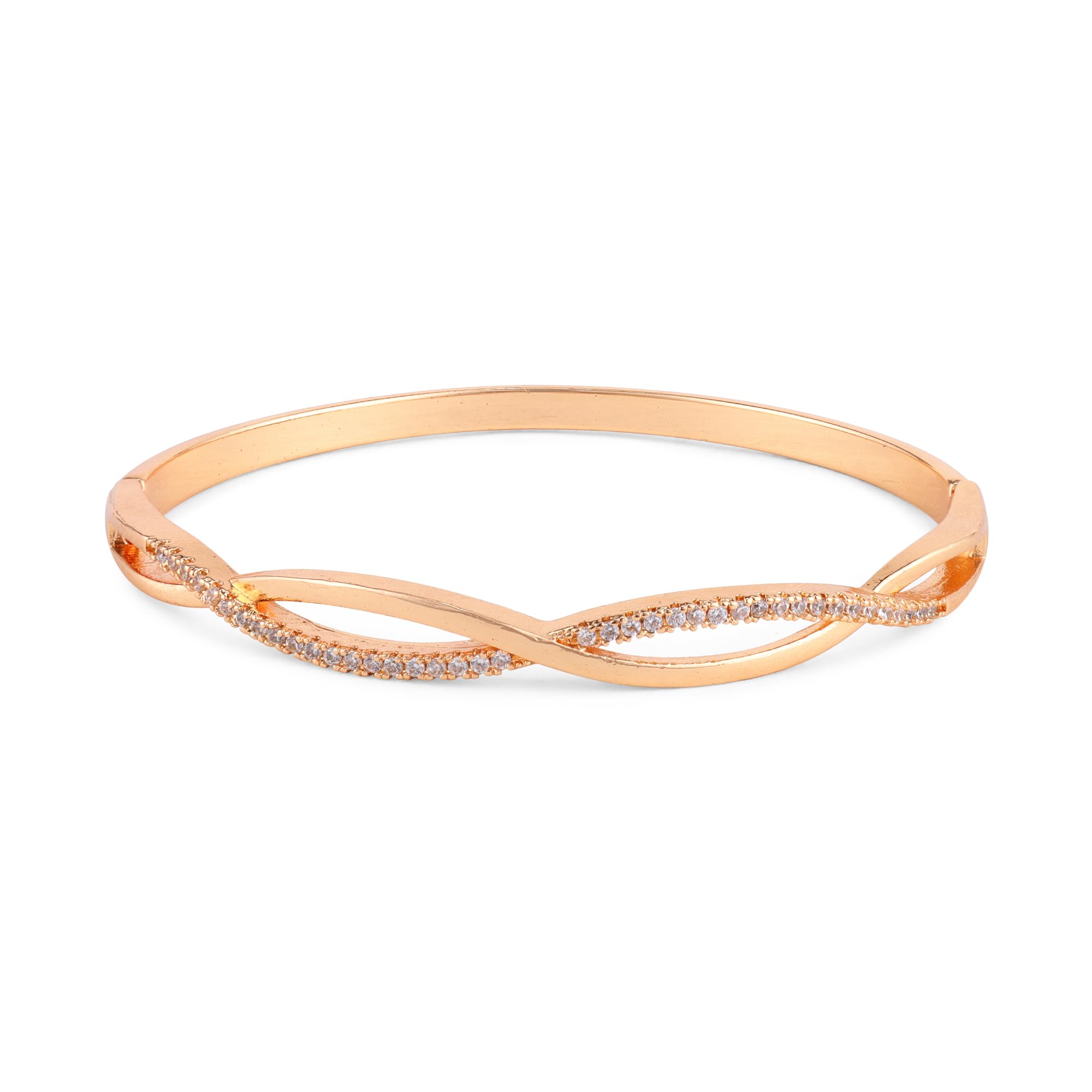 Rose Gold Plated Kada Bracelet with American Diamond for Women And Girls | Anti-Tarnish | Everyday Wear | Office Wear | Anti-Allergy