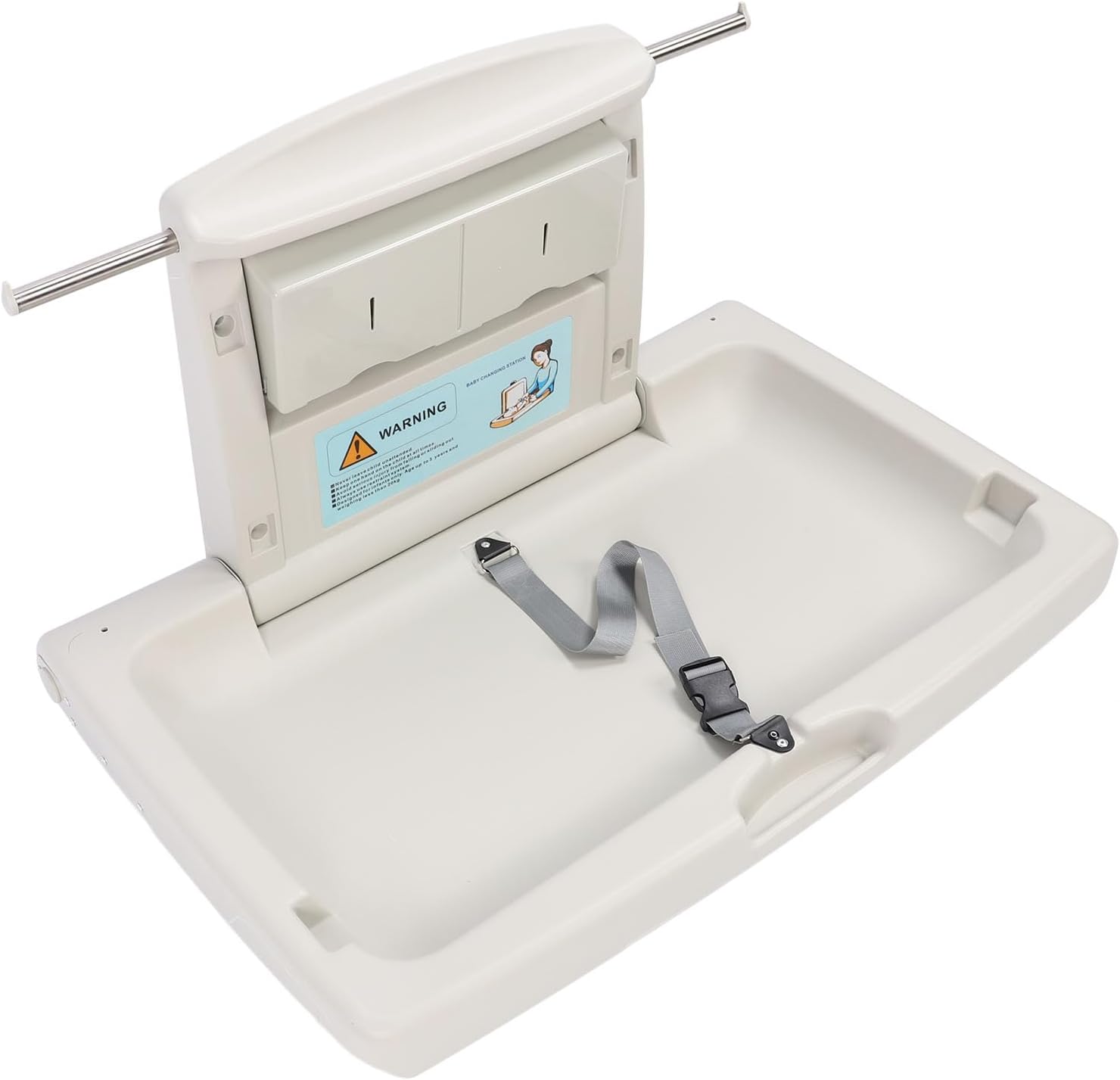 Commercial Baby Changing Station Wall Mounted Baby Changing Station with Safety Strap Foldable Diaper Change Table