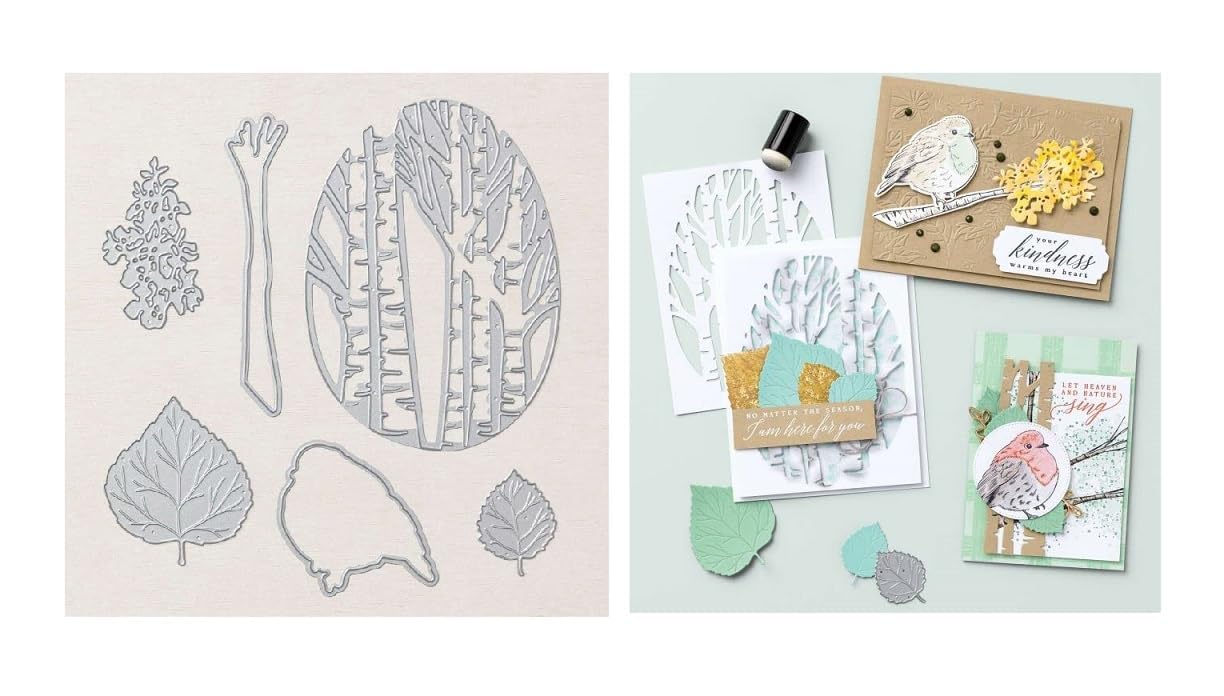 English/German/French Perched in A Tree and Aspen Tree Bird Stamps Scrapbooking DIY Card Design Greetings Sentiments Mould Blade Punch Stencils Template Machine Supplies, (German, only Cutting Dies)