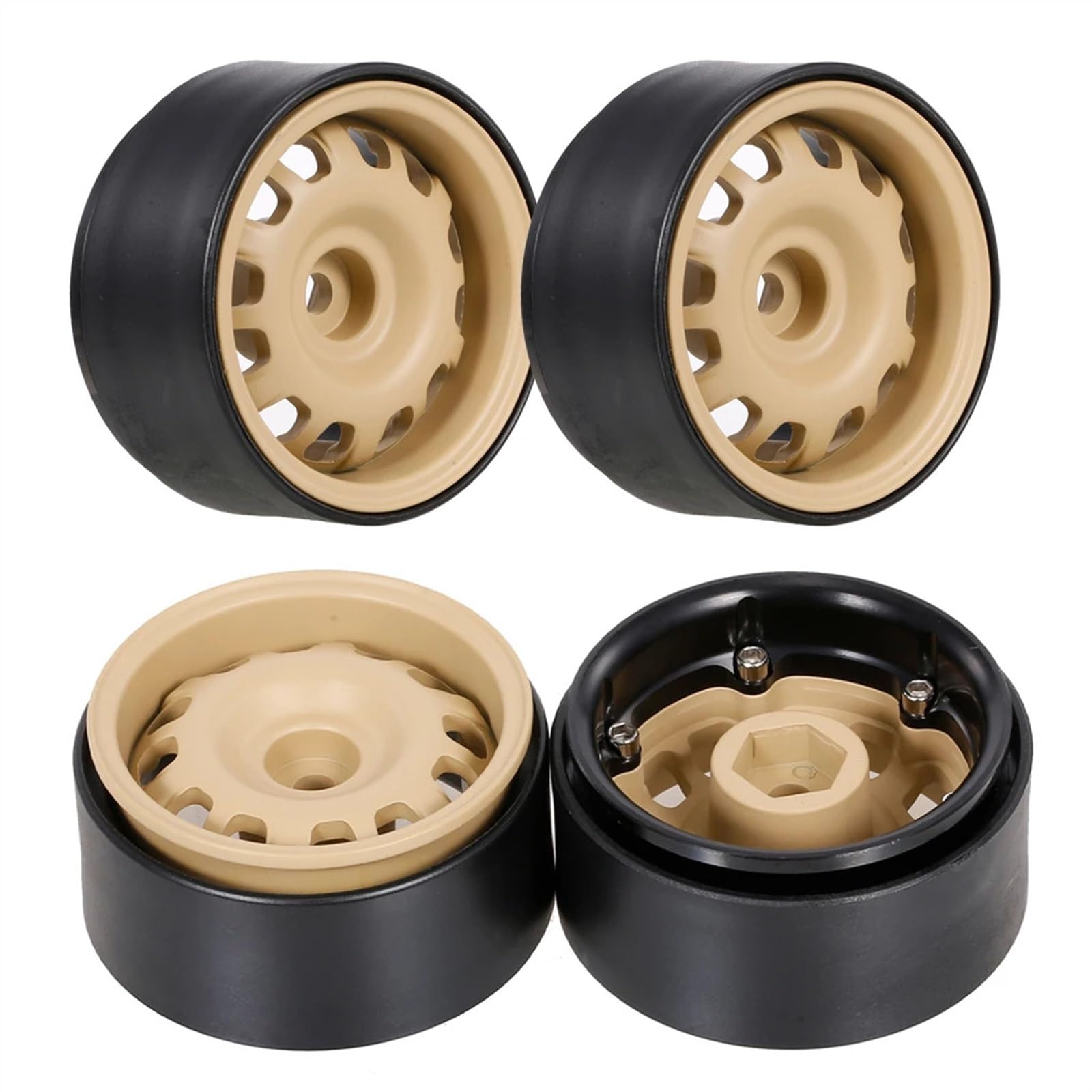 KE88FENG 4PCS 1.9" Beadlock Wheel Rims, for 1/10 RC Crawler Car for Axial SCX10 II 90046 for Traxxas for TRX-4 for RedCat Gen8(Yellow)