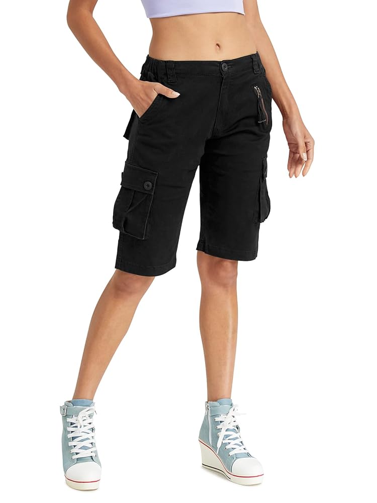 Aeslech Pantaloncini cargo militari da donna con 6 tasche, casual, lavoro,  attivit� all'aperto, abbigliamento estivo, Nero , 34 : Amazon.it: Moda