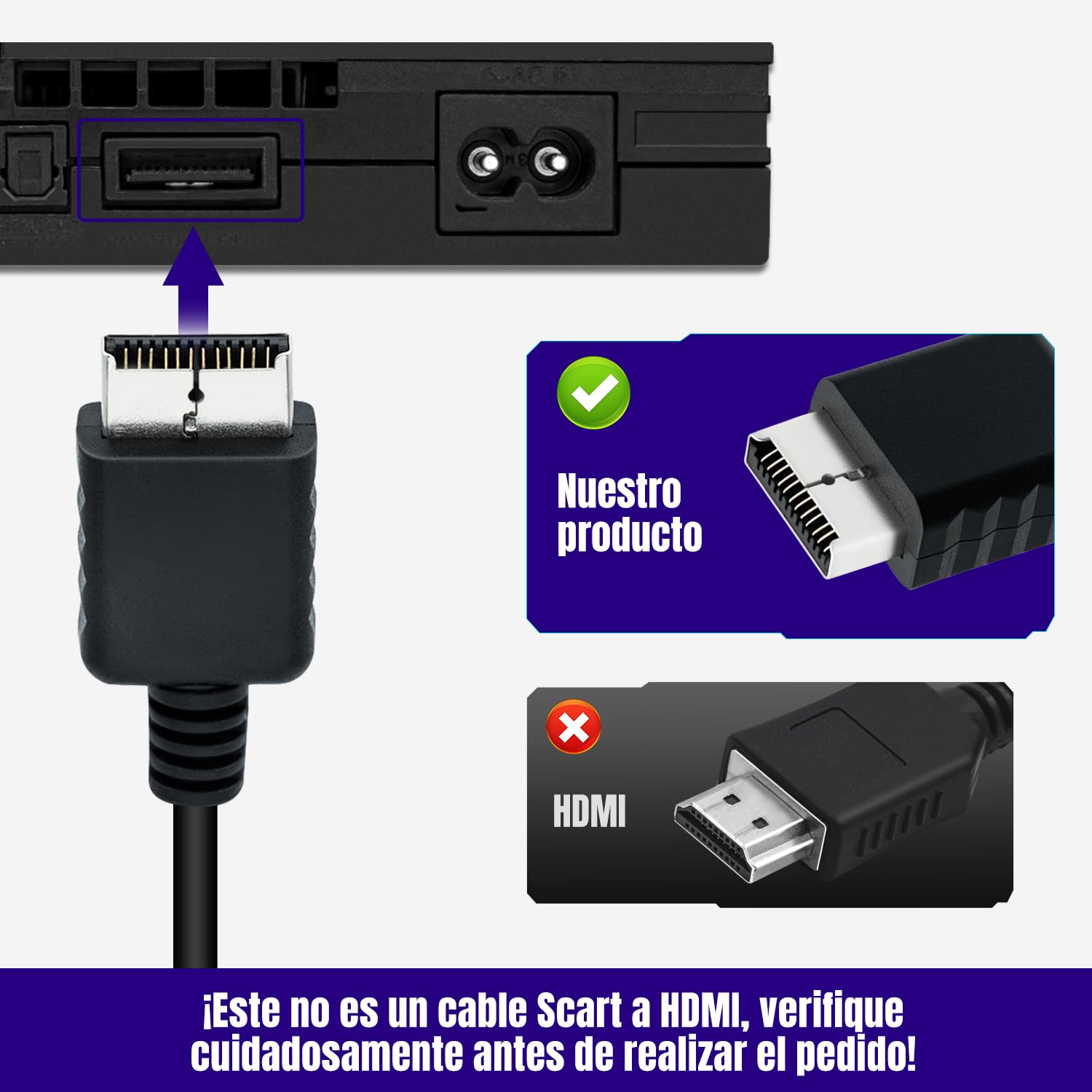 Gam3Gear Mcbazel RGB Scart Cable Cable AV con Caja de Color para PS3 / PS2 / PSOne PAL