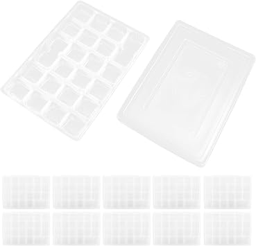 Disposable Wonton Container Stackable Dumpling Food Storage Box with Lids Grid Organizer for Refrigerator and Freezer 10-pack 9.44 X 6.69 X 0.98 in