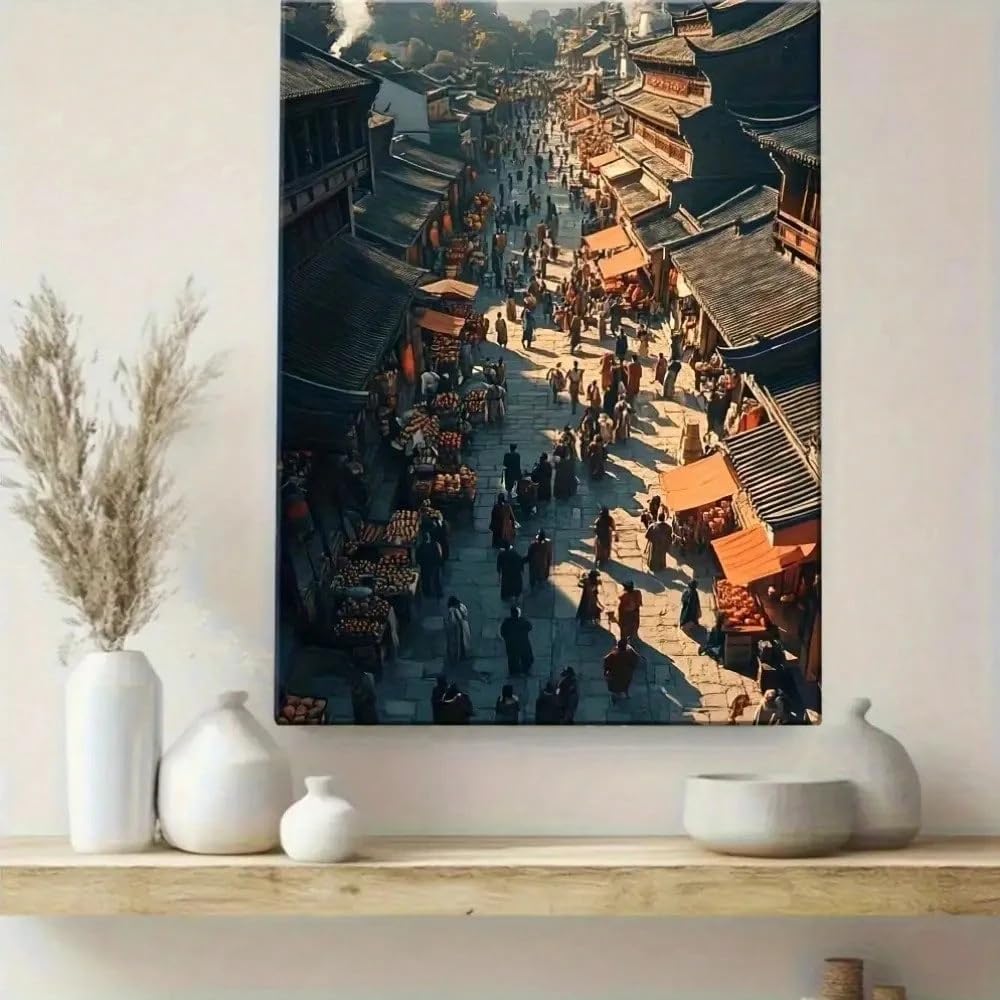 Mural histórico de la ciudad para decorar paredes vacías cuadro urbano elegante