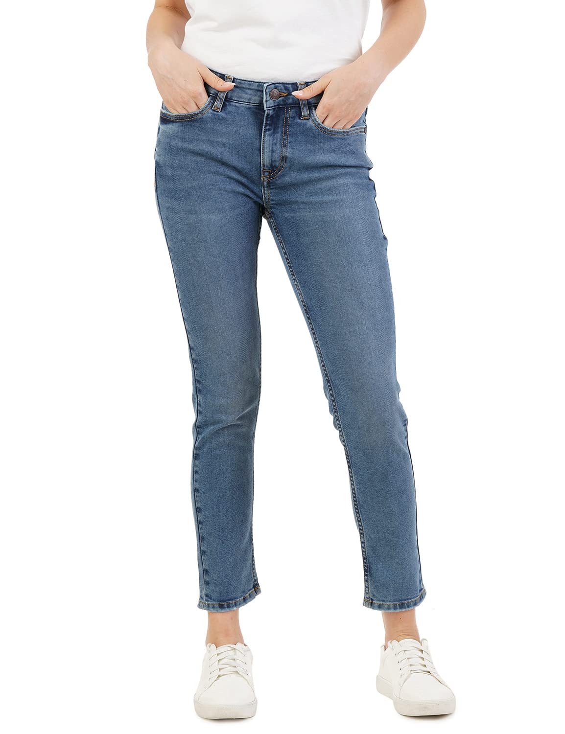 Women's Contrast Stitch Stretchable Skinny Fit Jeans