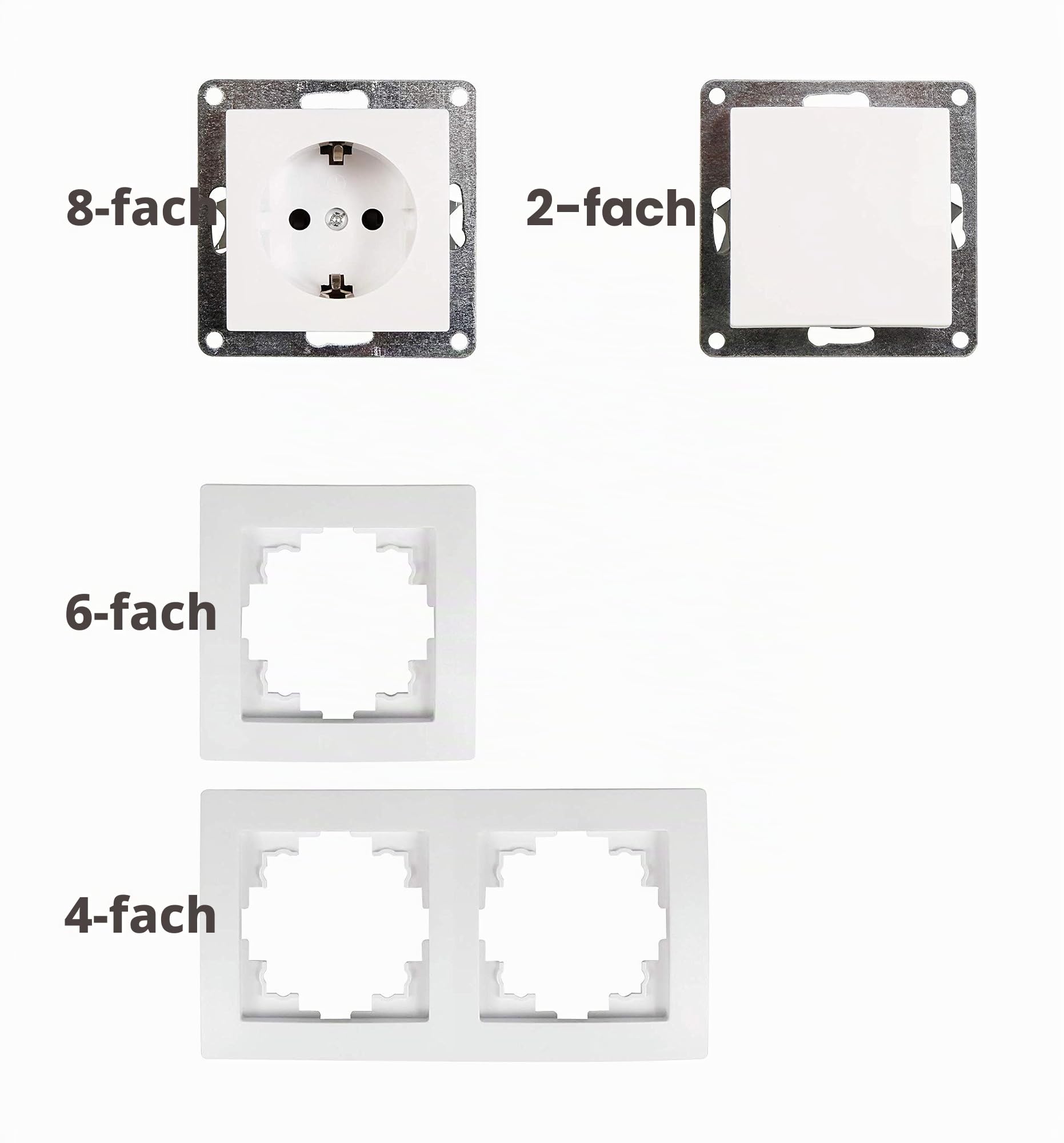 McPower | Schalter und Steckdosen Set "Flair Standard Profi" | 20-teilig | Steckanschluss | UP | weiß | schraubenlos | Klemmtechnik | 250V