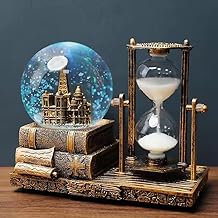 Ngel Vintage Music Snow Glob with Hourglass Timer || Retro Crystal Ball Hourglass Timer || LED Musical Glob Decor for Home, Living Room, Desktop, Bookshelf (Vintage Hourglass)