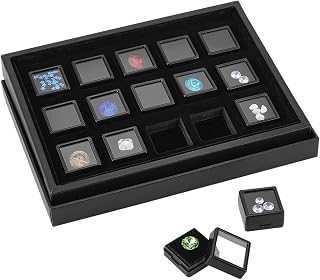 PH PandaHall Edelstein-Display-Boxen, Schwarze Plastik Edelsteinbox Lose Diamanten Conrainers Schmuck-Halter mit Klarsichtfenster und Schwamm für kleine Gegenstände, Edelsteine