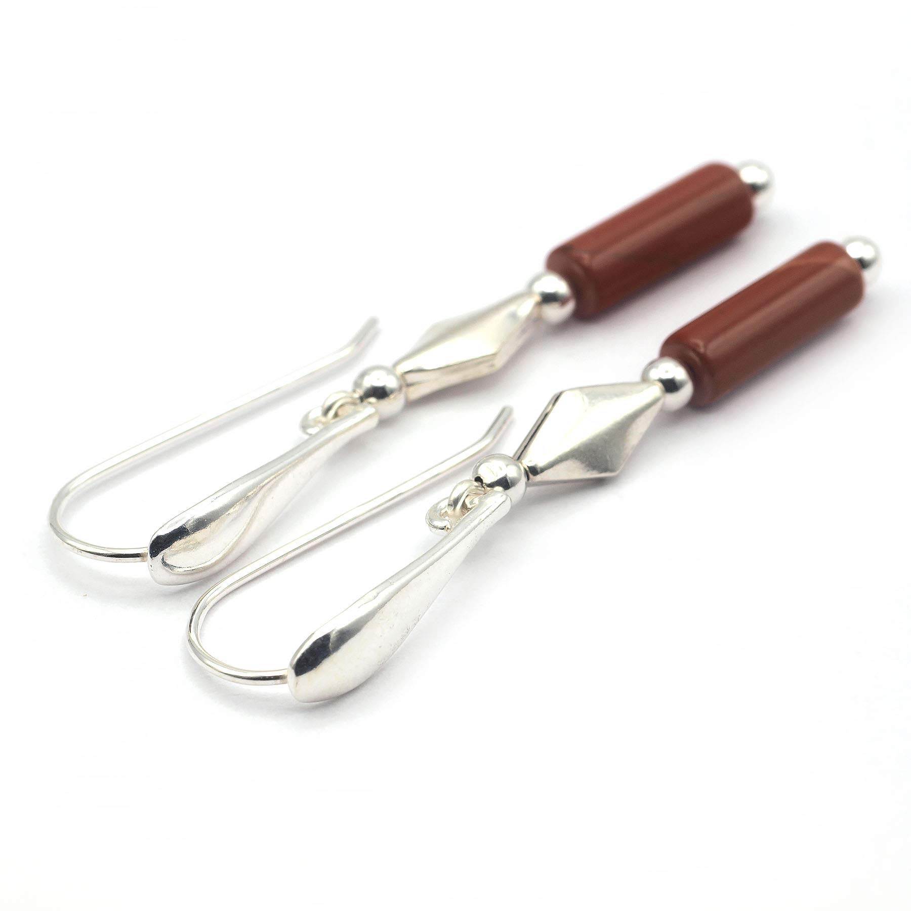 Pendientes Jaspe Rojo y Plata 925