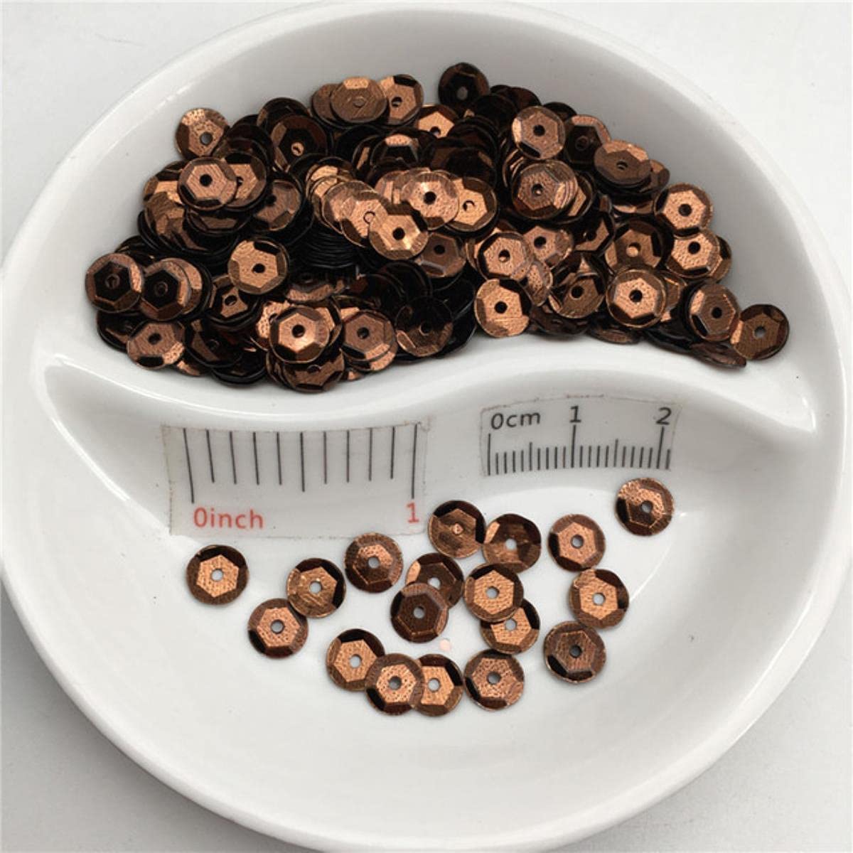 3 mm, 4 mm, 5 mm, 6 mm, 10 mm - Paillettes en PVC - Pour couture, artisanat, décoration de mariage, vêtements, robe, chaussures, etc. - Marron - 4 mm - 150 g