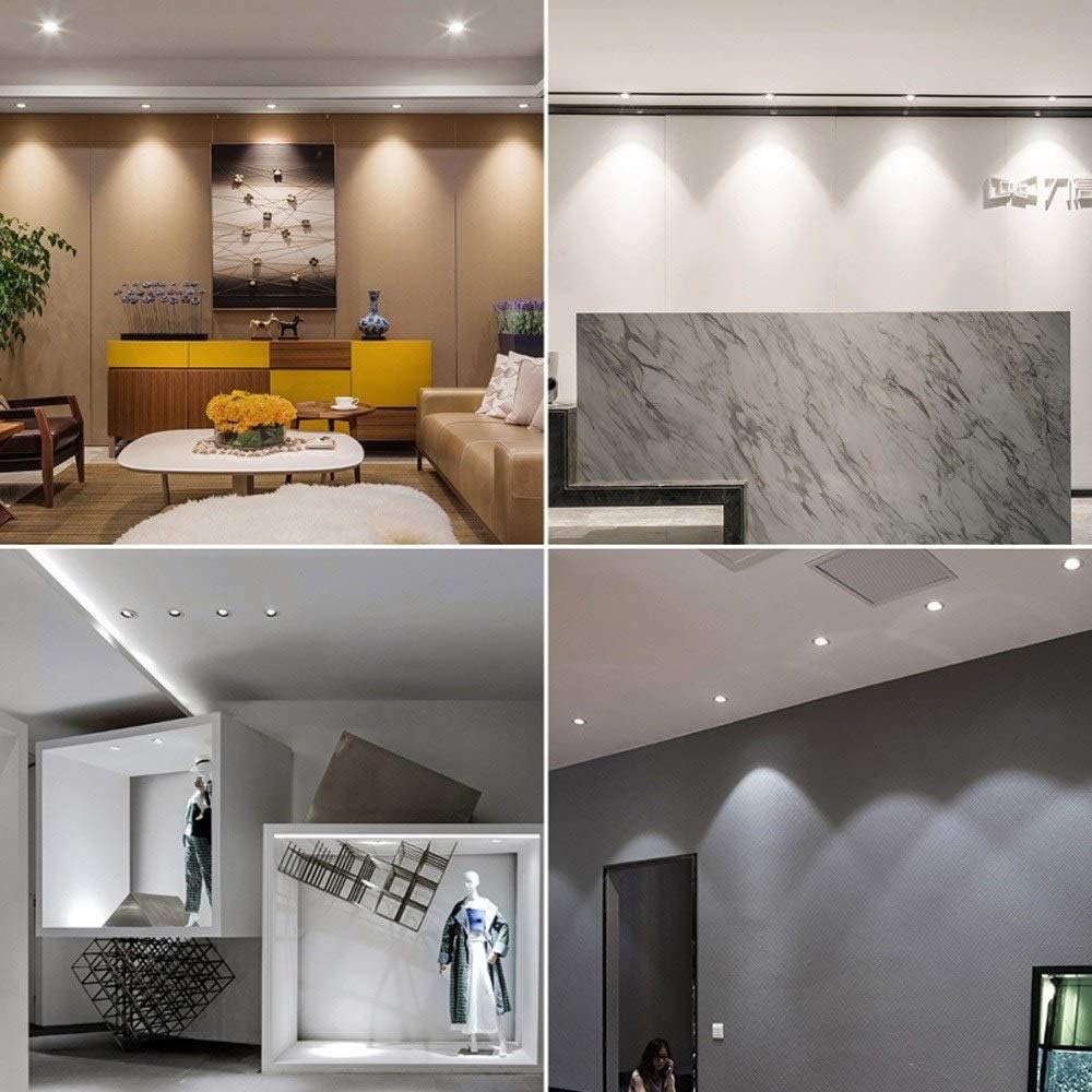 Recessed Black Slim LED Downlight Round Rotatable Adjustable Angle Recessed Lighting COB Ceiling Light No Stroboscopic Indoor Angle Orientable Downlight Energy Saving Long Life Integrated