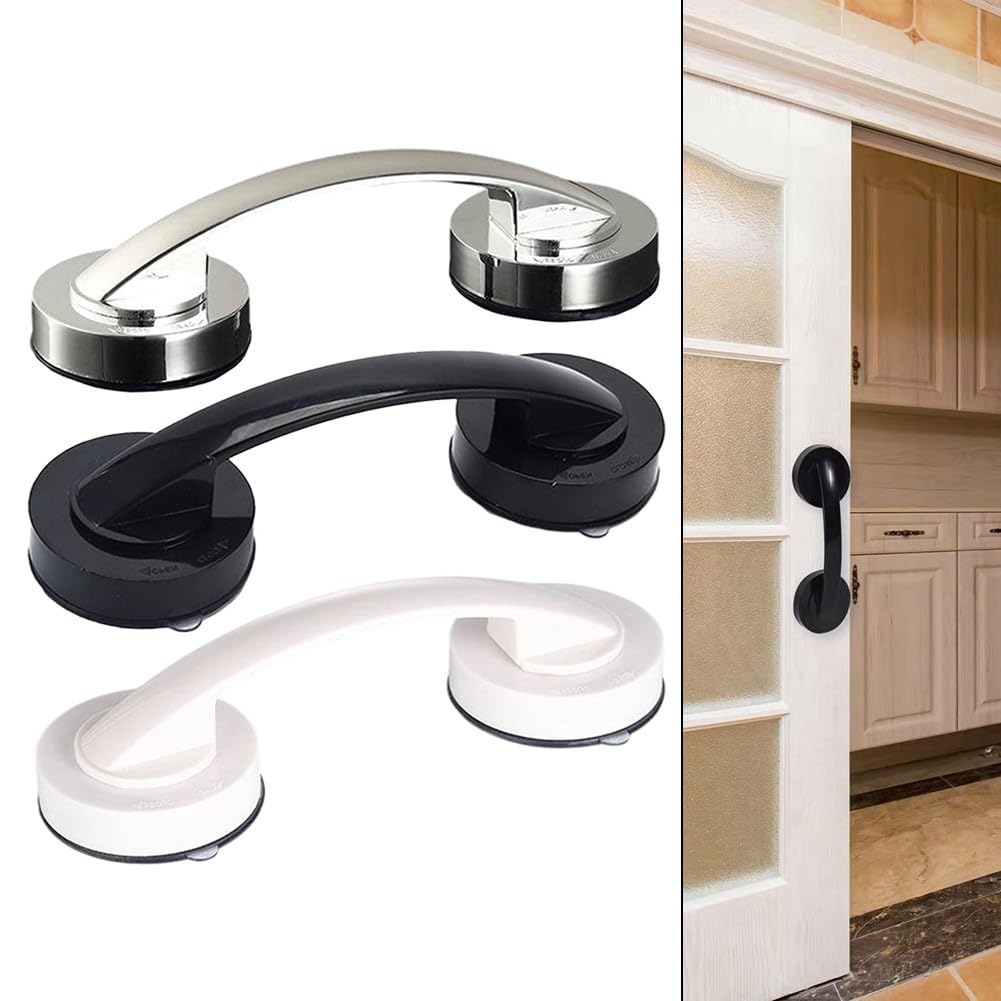 Maniglia a ventosa per bagno e cucina con installazione senza trapano, blocco di sicurezza, adatto per legno verniciato, vetro e piastrelle, supporta una capacità di carico di 5 kg