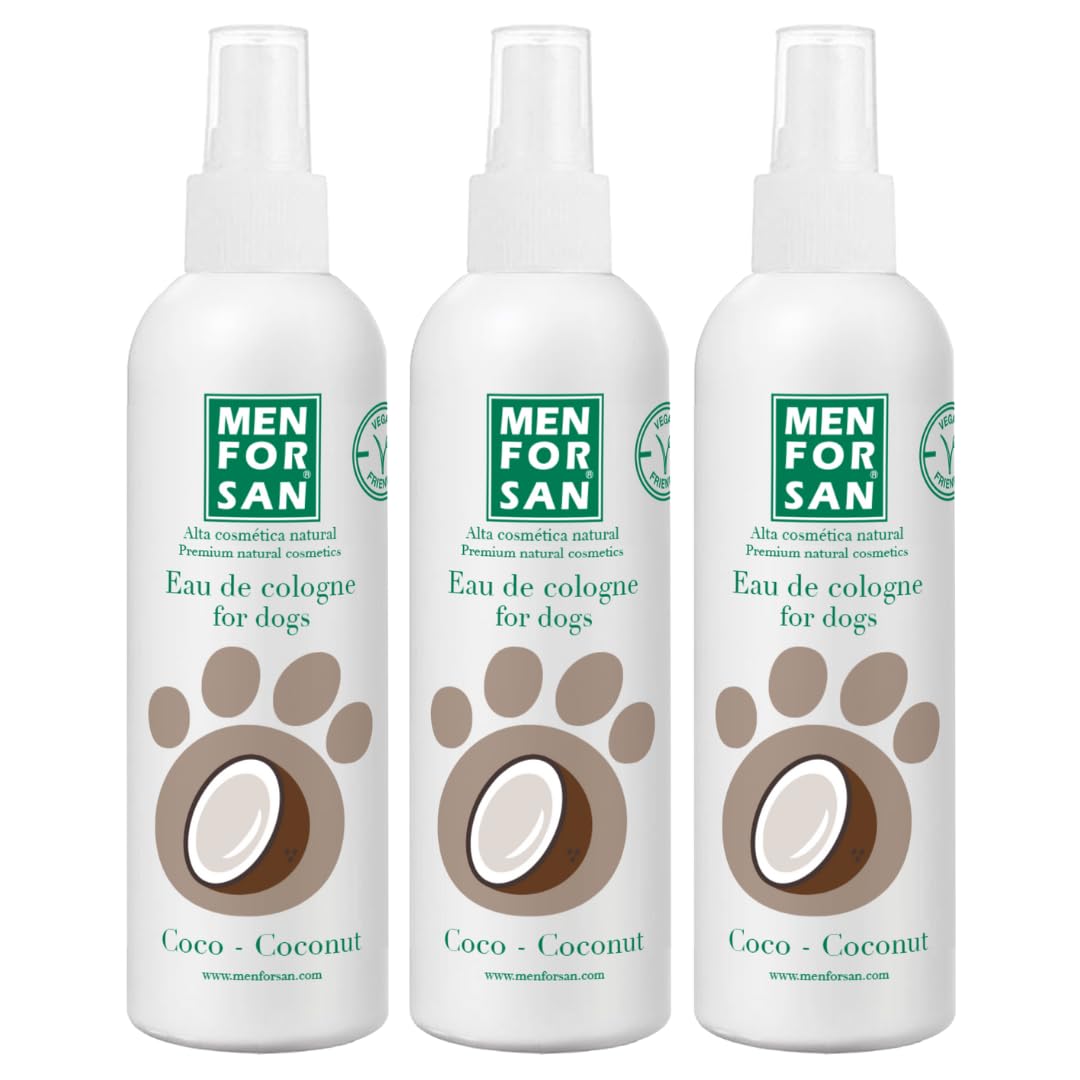 MENFORSAN Pack of 3 Cologne Water for dogs, Fresh and long-lasting aroma, Coconut, 125 ml