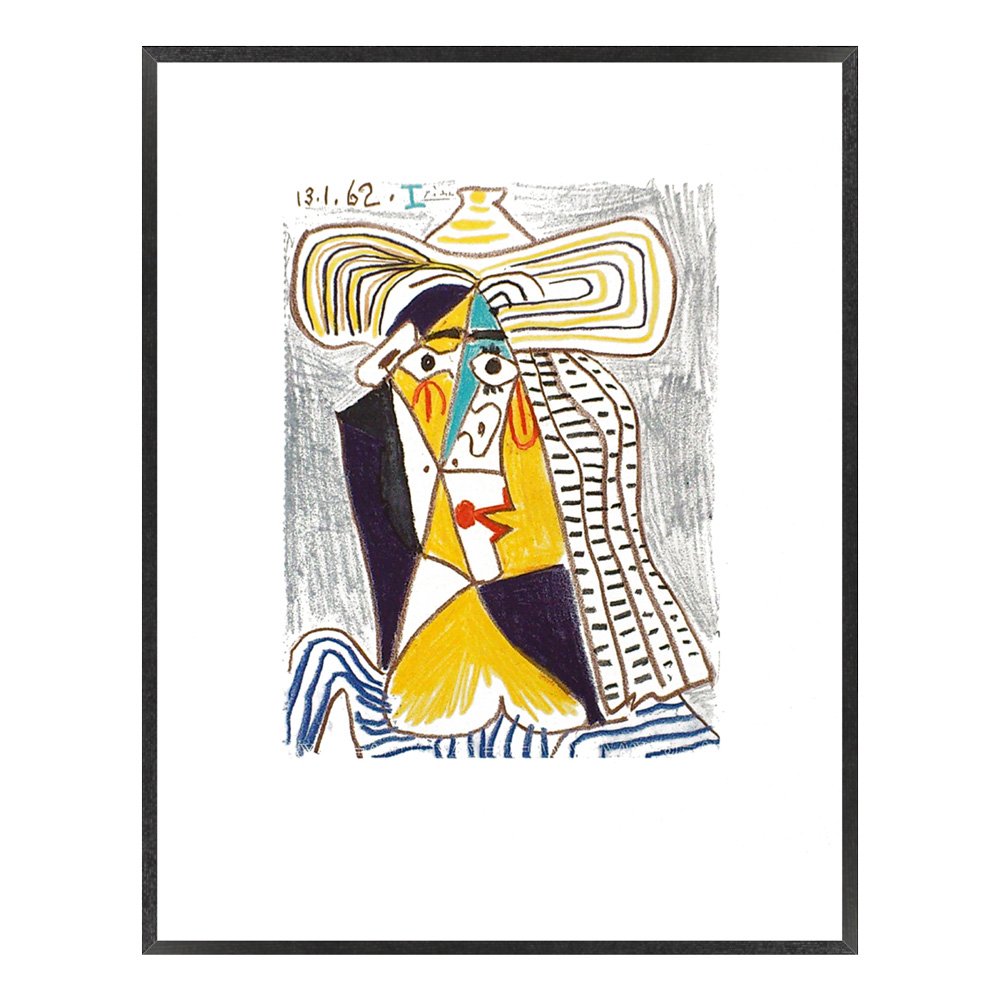 ピカソ、帽子をかぶった女、希少画集画、新品額装付