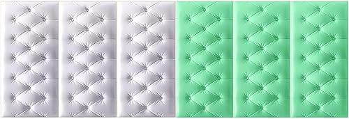 6 calcomanías de pared anticolisión para niños, paneles de cabecero autoadhesivos, paneles 3D blancos y azules para pared dormitorios, habitación de