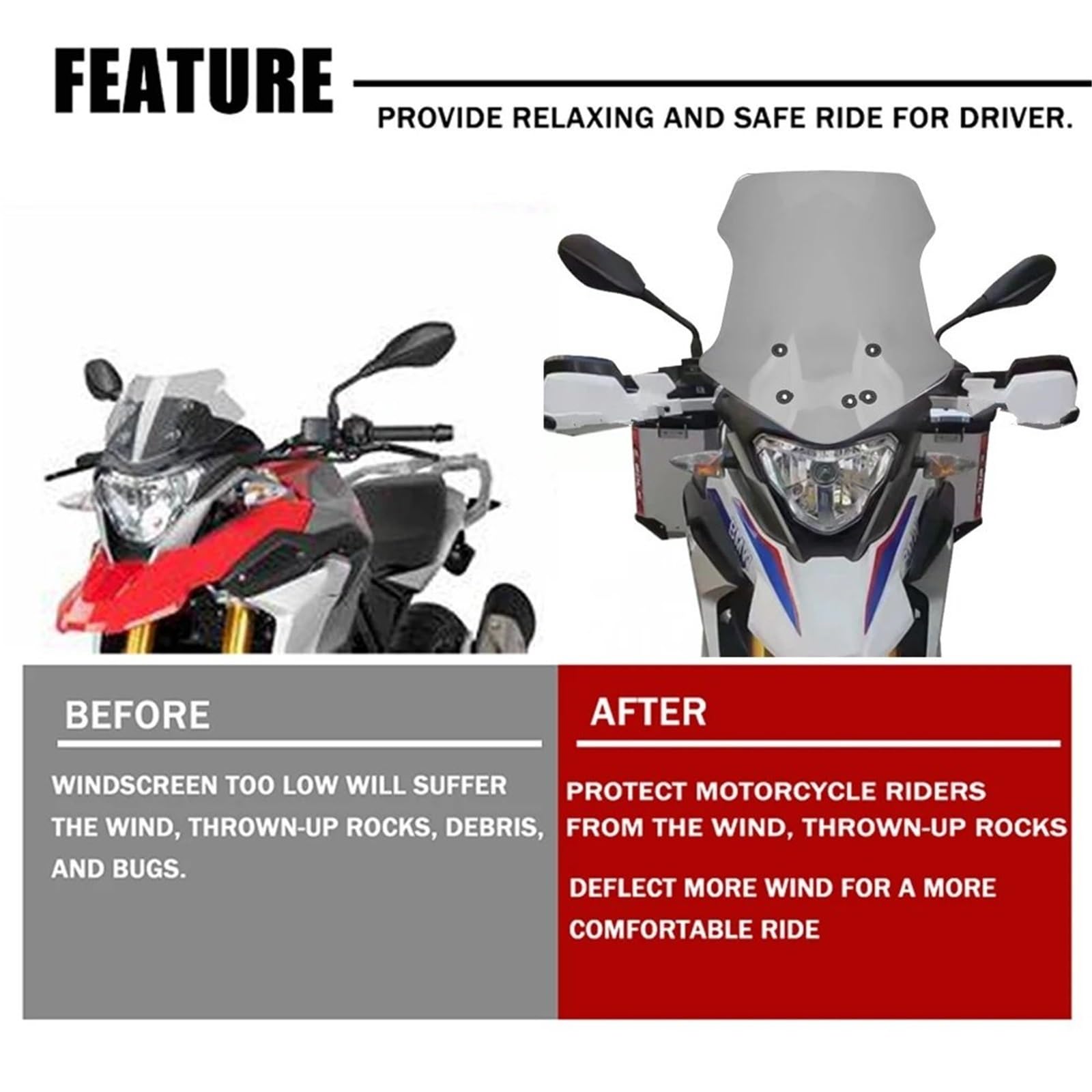Parabrezza Adatto per BMW G310GS G 310 GS 310GS 2017 2018 2019 2020-2025 G310 Accessori per moto Parabrezza Deflettore antivento(Smoke)