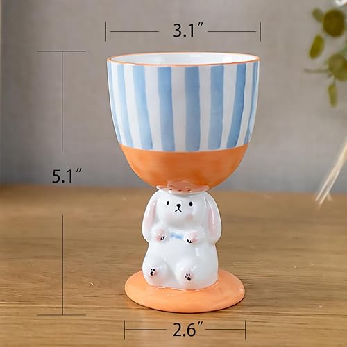 Miniatura 2 de Taza de café original hecha a mano de 8 onzas 3D con diseño de conejo, taza de té de cerámica novedosa para decoración de la cocina del hogar,