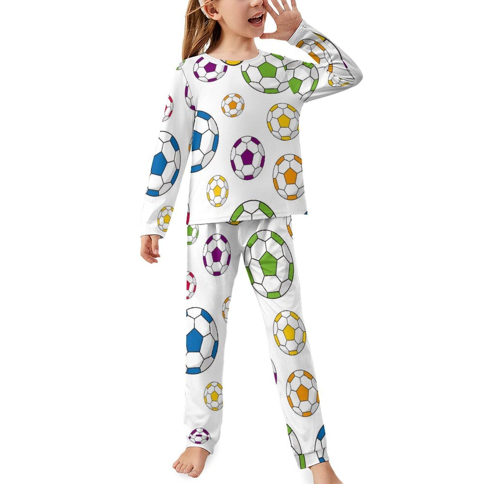 Amazon.co.jp: サッカーボール柄 カラフル パジャマ キッズ 女の子