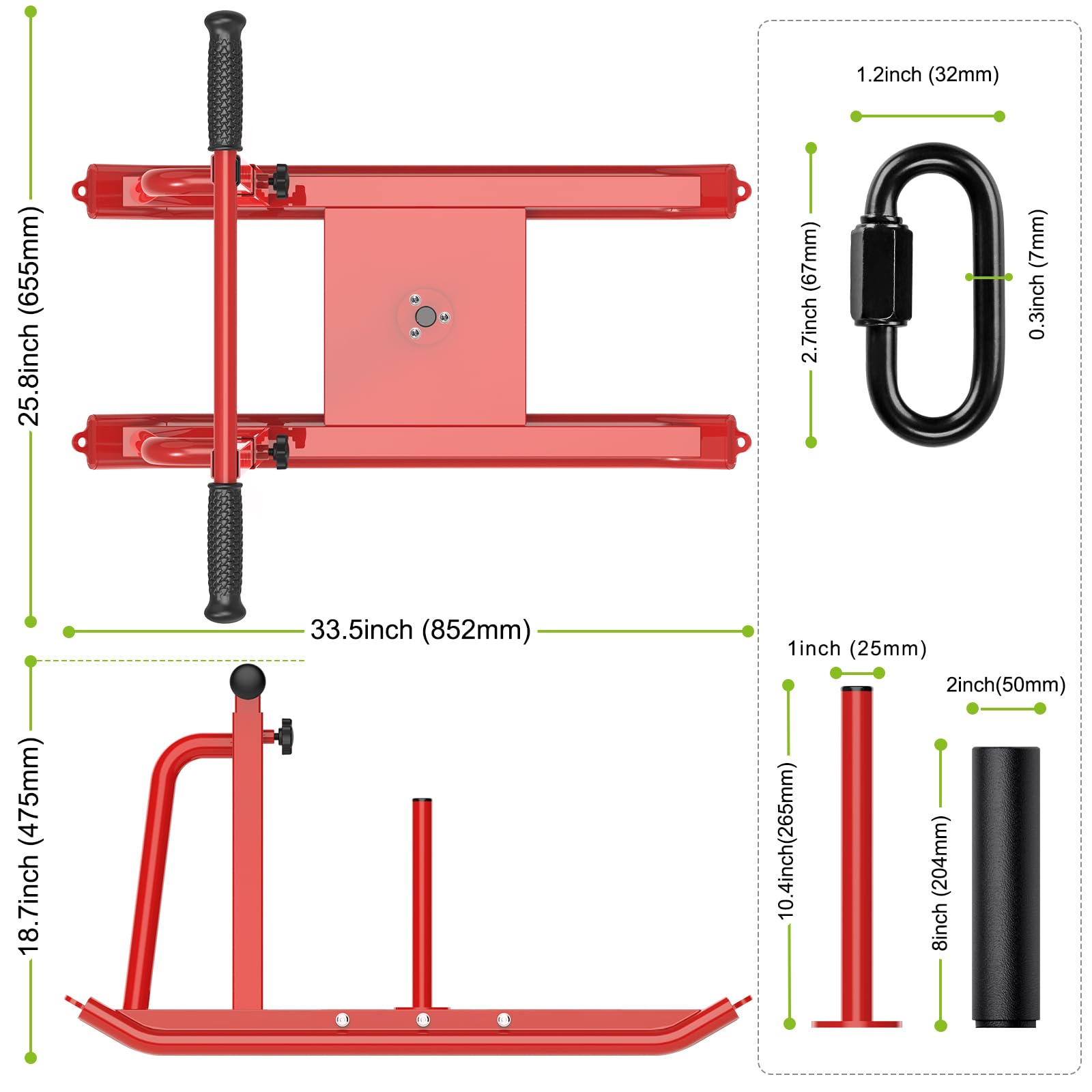 Kipika Trineos de peso para entrenamiento, trineo de fútbol de empuje y tirar, mango de altura ajustable, marco de acero resistente, taladros para velocidad de carrera, fuerza, diseñado para discos de