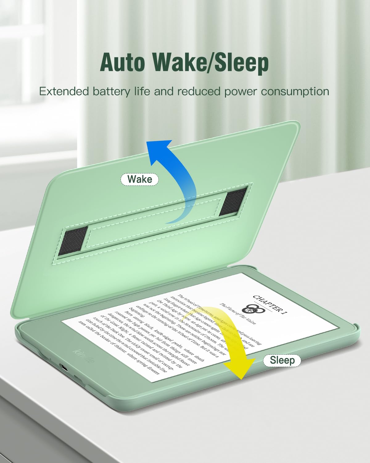 MoKo Case for 6" All-New Kindle (11th Generation-2024/2022 Release), Lightweight Shell Cover with Hand Strap Auto Wake/Sleep for Kindle 11th Generation 2024 e-Reader, Agave Green