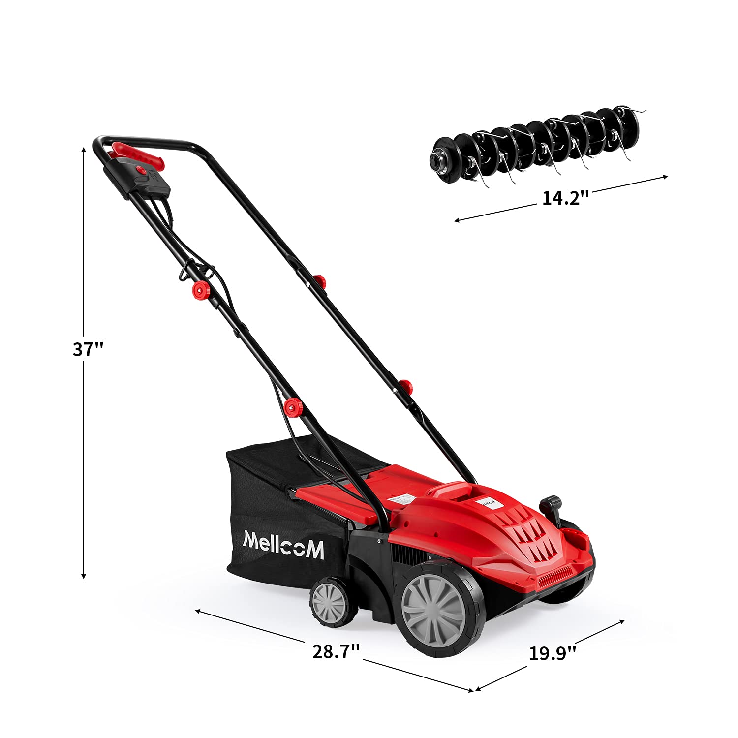 YOLENY 13 Inch Corded Electric Dethatcher, 2 in 1 Electric Scarifier with 4 Working Heights,13.6