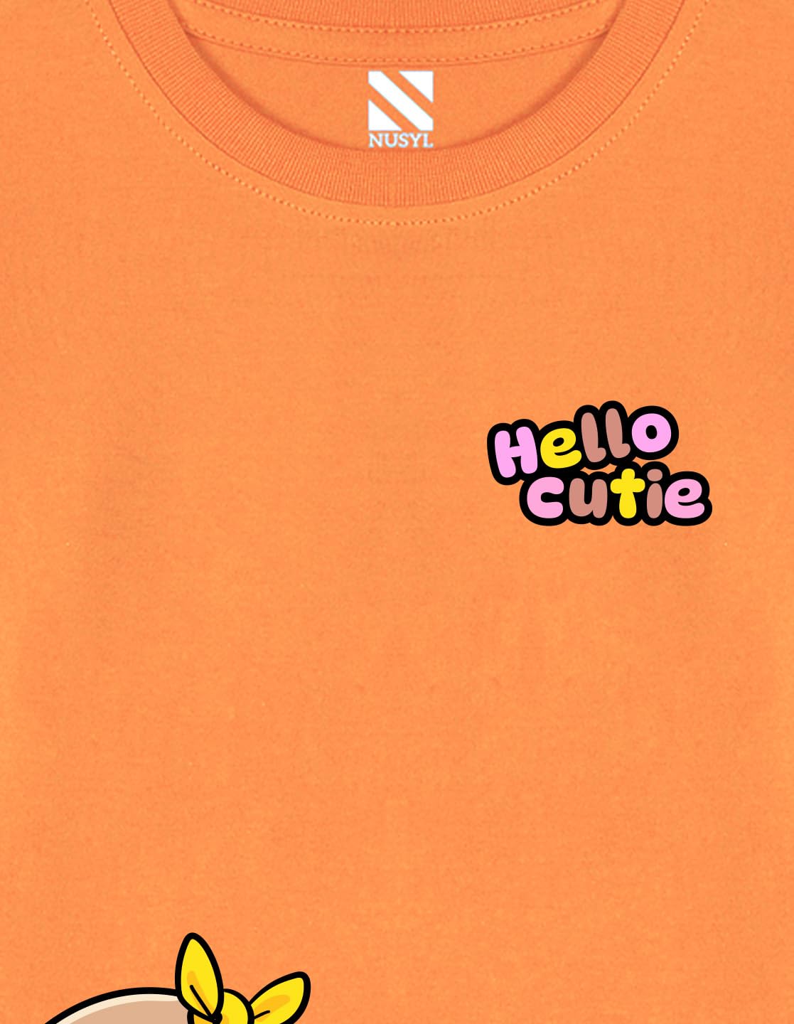 Nusyl Hello Cutie - T-shirt in cotone a maniche lunghe con stampa con testo per ragazze, magliette a girocollo a costine, maglietta casual, colori di stampa a lunga durata |