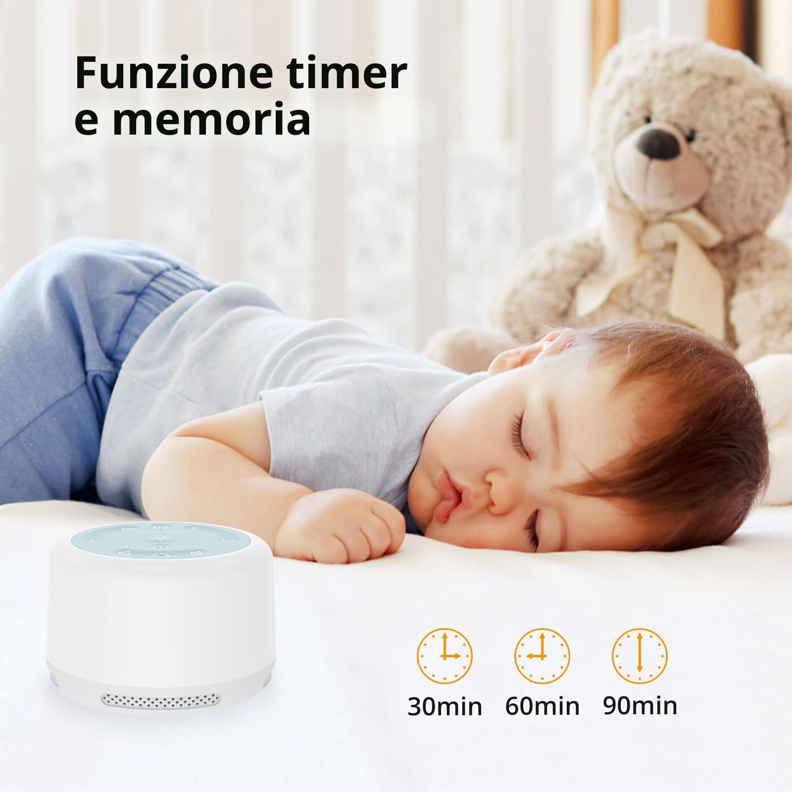 Macchina per il sonno ricaricabile, per bambini, adulti, bambini, con 20 suoni lenitivi e luce notturna con 6 livelli di volume, 3 timer, funzione di memoria per casa, ufficio, viaggi