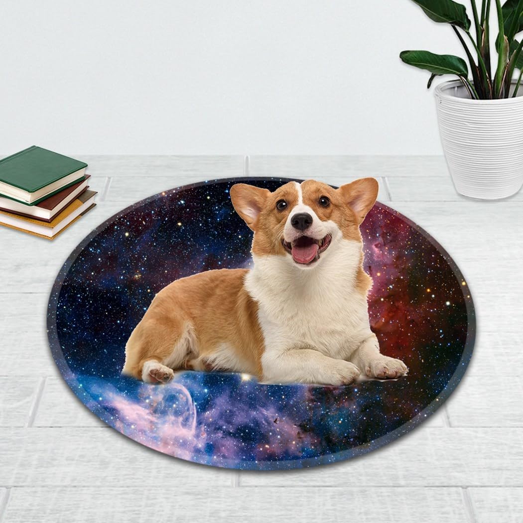 Round Rug 3ft, Outer Space Galaxy Nebula Stars Universe Starry Non Slip Washable Circle Rug for Bedroom Living Room Study Playroom Home Office Dorm, 3 Feet